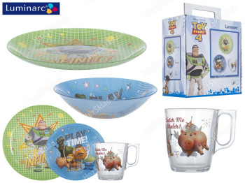 Набор посуды детской стеклянной Luminarc Disney Toy Story 3 пред. (тарелка, салатник, чашка) 03280