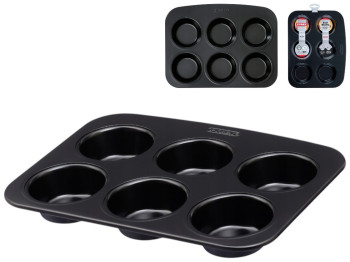 Форма для маффинов Pyrex Glide, на 6шт, углеродистая сталь, антипригарное покрытие, 27×20×3см, 7см