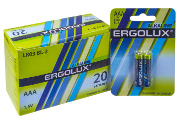 Батарейка алкалиновая Ergolux Alkaline, 1,5V, AAA, LR03 (цена за блистер 2шт)