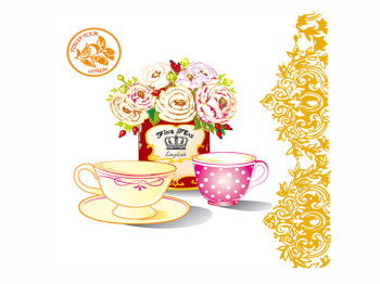Салфетка La Fleur "Чайная композиция" 33х33см 2 слоя 20шт