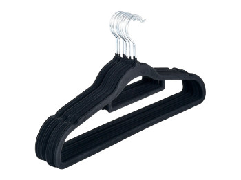 Вішалка велюрова Universal чорна з перекладиною, 41см (ціна за набір 10шт)