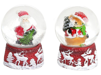 Декоративна водяна куля 6,5см, 2 дизайни, Санта, Ведмедик