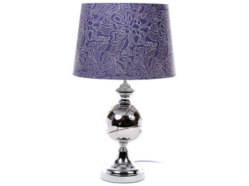 Лампа настольная с металлическим основанием, стеклянным декором и тканевым абажуром, 51см