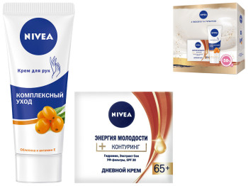 Набір подарунковий жіночий Nivea (денний крем контурінг 65+ 50мл+крем для рук 75мл)
