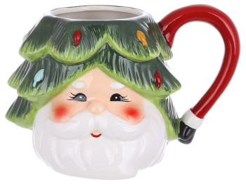Чашка керамическая фигурная Санта, 650мл, 17×12,2×11,3см, цвет зеленый