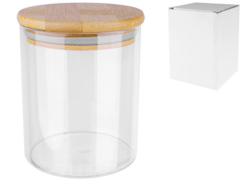 Банка с бамбуковой крышкой 450мл 8,5х8,5х10см