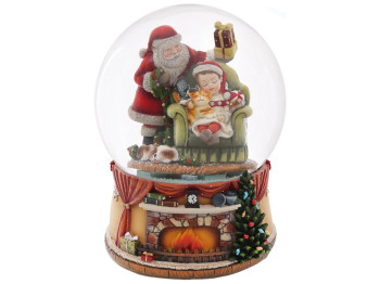 Декоративный водяной шар Подарок от Санты 20см, с музыкой Jingle Bells на батарейках (3хААА) 559-238