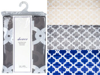 Штора в ванную Casa Milan Luxury 180х180см (расцветки ассорти) 12 колец, 100% полиэстер. Ткань