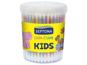 Ватные палочки Septona Calm n’ Care Kids в круглой коробке, для детей, хлопок (цена за упаковку)