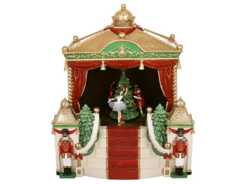 Театр декоративный с LED-подсветкой, вращающейся ёлкой и балериной, Щелкунчик, полистоун, 34×30×40см