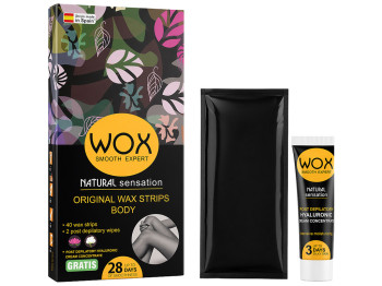 Восковые полоски для депиляции Wox, для лица и зоны бикини, с алоэ и гиалуроновой кислотой, 42шт
