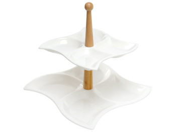 Фруктовница двухъярусная, 27см, цвет - белый