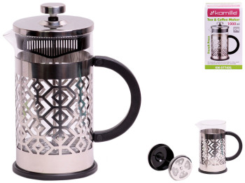 Френч-пресс Kamille из нержавеющей стали и стекла 1л