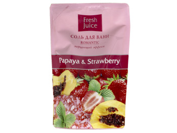 Сіль для ванн Fresh Juice дой-пак "Papaya & Strawberry" папайя і полуниця 200мл
