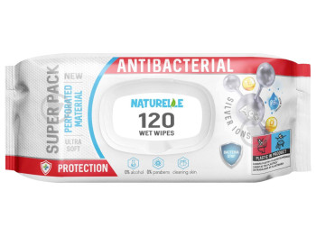 Салфетки влажные антибактериальные Naturelle, с D-пантенолом и ионами серебра, с клапаном, 120шт