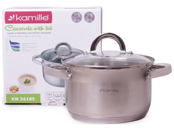 Каструля з кришкою і порожніми ручками Kamille нержавіюча сталь 2,9 л