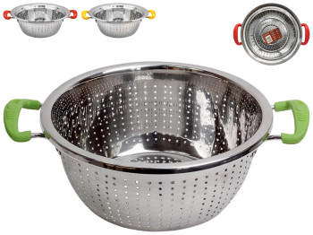 Друшляк A-Plus нержавіюча сталь, з кольоровими пластиковими ручками 22см 22069