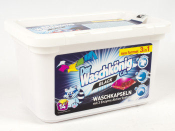 Капсулы для стирки бесфосфатные Waschkonig BLACK 14 x 24g (Германия)
