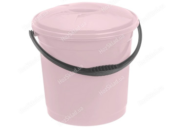 Ведро R plastic пудра, с крышкой, 12л