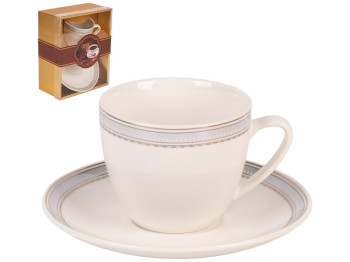 Чашка с блюдцем Antique, керамика, 230мл, цвет кремовый с узором