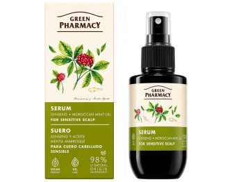 Сироватка для шкіри голови Green Pharmacy, з женьшенем та олією марокканської м'яти, 100мл