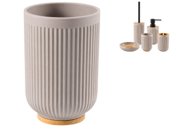 Склянка Bathlux для полоскання рота, ABS-пластик, бамбук, 11,2x7,8см, бежевий (ціна за 1 предмет)