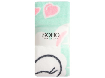 Рушник Soho ILY, 70×140 см, мікрофібра 260 г/м², колір м'ятний з рожевим