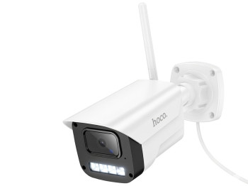 Камера уличная Hoco D4, HD 1080P, Wi-Fi, IP65, кабель 3м, пластик, алюминий, 106×65×80мм, цвет белый