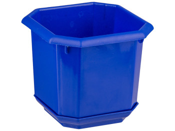 Горшок для цветов восьмигранный с подставкой 12,5x12,5см (нар. 16x16см) (цвет синий) Консенсус