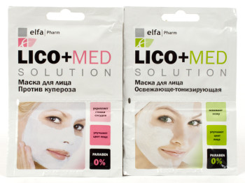 Маска для обличчя "Elfa Pharm" - Lico+Med пр/куперозу 20мл (33233)+Lico+Med освіж.-тон. 20мл (33264