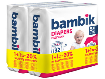 Подгузники детские Bambik Medium, одноразовые, размер 5 JUNIOR, 11-25кг, 64шт