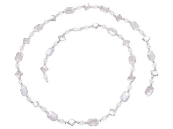 Гирлянда с бусинами и гранеными кристаллами, пластик, 1,8х148см, цвет серебро