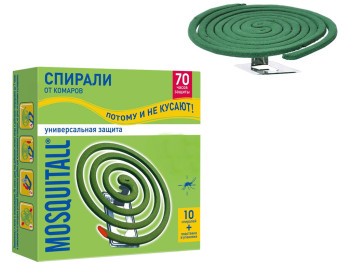 Спирали от комаров с 1 подставкой Mosquitall Универсальная защита 10шт (70 часов)