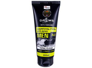 Шампунь - гель для душу чоловічий Dallas Total clean 3в1, 200мл