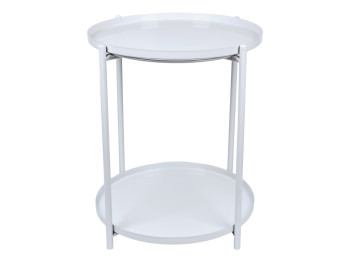 Стол журнальный металлический, белый, 52×42см