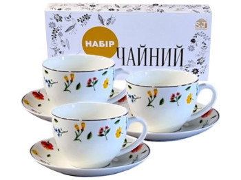 Сервиз чайный, чашка – 240мл, блюдце – 15см (цена за набор 12шт)