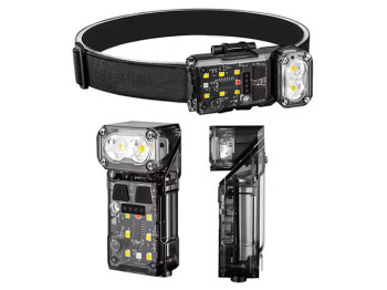 Фонарь налобный X52, 2LED+6SMD RGB, сенсор, индикатор заряда, Li-Ion, Type-C, клипса