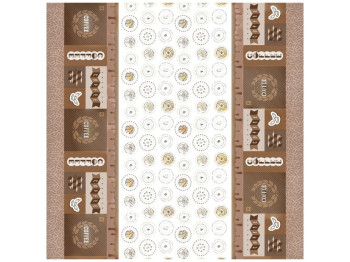 Клеенка GlossyN, 3 слоя, на тканевой основе, глянцевая, 1,37×20м, дизайн кофейный (цена за рулон)