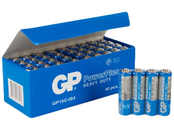 Батарейка сольова GP Power Plus, 1.5V, AA, R6S (ціна за упаковку 40шт, 10 спайок по 4шт)