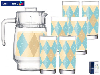 Набор для напитков Luminarc Recto Blue графин 1,6л и 6 стаканов 270мл (цена за 7пр.) 60153