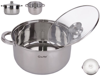 Кастрюля с крышкой GUSTO Nuovo капсульное дно, нержавеющая сталь 6,1л D24см GT-1500-24