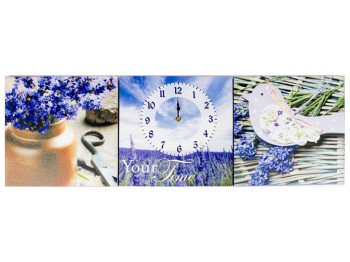 Часы-картина настенные на полотне Прованс 30x30см x3элемента