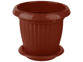 Горшок для цветов с подставкой круглый 190мм 2,0л (цвет коричневый) Консенсус