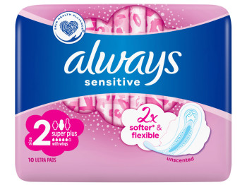 Прокладки ультратонкие Always Ultra Sensitive Super Plus, 10шт, 5капель