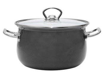 Кастрюля эмалированная со стеклянной крышкой Infinity Grey D22см 5л SCE-P953 73205