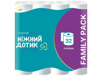 Туалетная бумага Ніжний дотик, 2 слоя, белая (цена за упаковку 32шт)
