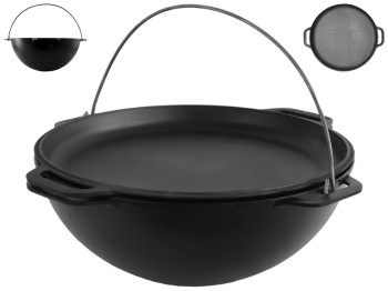 Казан азiатський чавунний з чавунною кришкою - сковородою Brizoll, 10л, Азiя, KA10-2