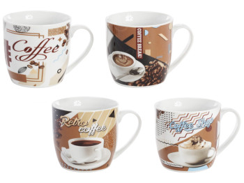 Кухоль порцеляновий Coffee, 350мл, 4 дизайни
