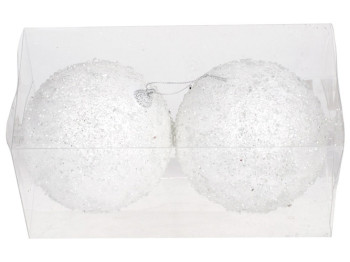 Набор ёлочных шаров, 12см, цвет - белый (цена за набор 2шт)