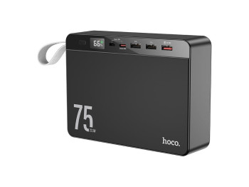 Power Bank Hoco J94 Overlord 22.5W, 75000mAh, литий-полимерный, LED-дисплей, фонарик, ABS+PC, черный